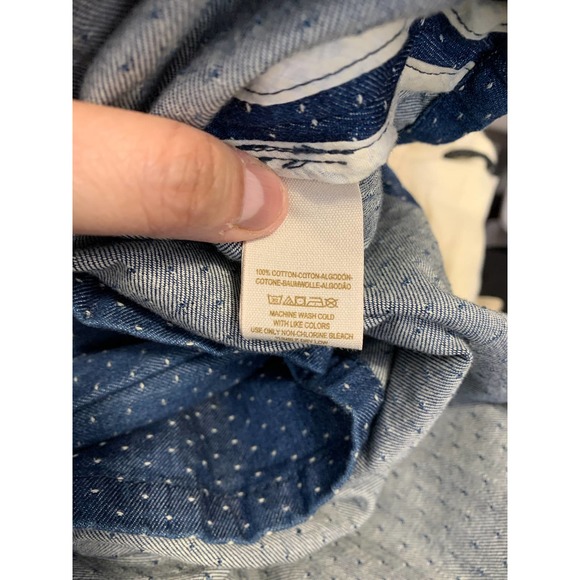 Free People Denim Blue Jean Dot Bustier Mini Sun Dress Fit And Flare Size Small - Picture 9 of 9